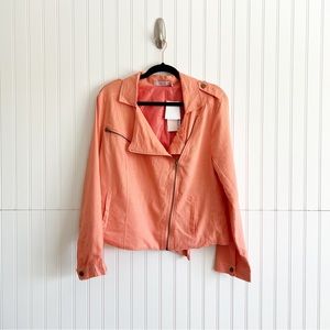 Just Fab XL Peach Linen Blend Moto Jacket